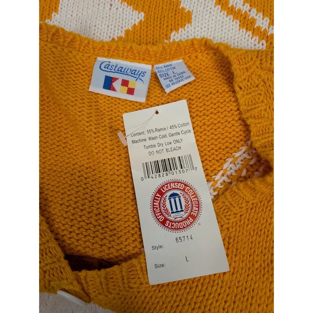 Vintage Castaways Tennessee Volunteers Sweater Vest Large Vols Knit‎ 90s NWT